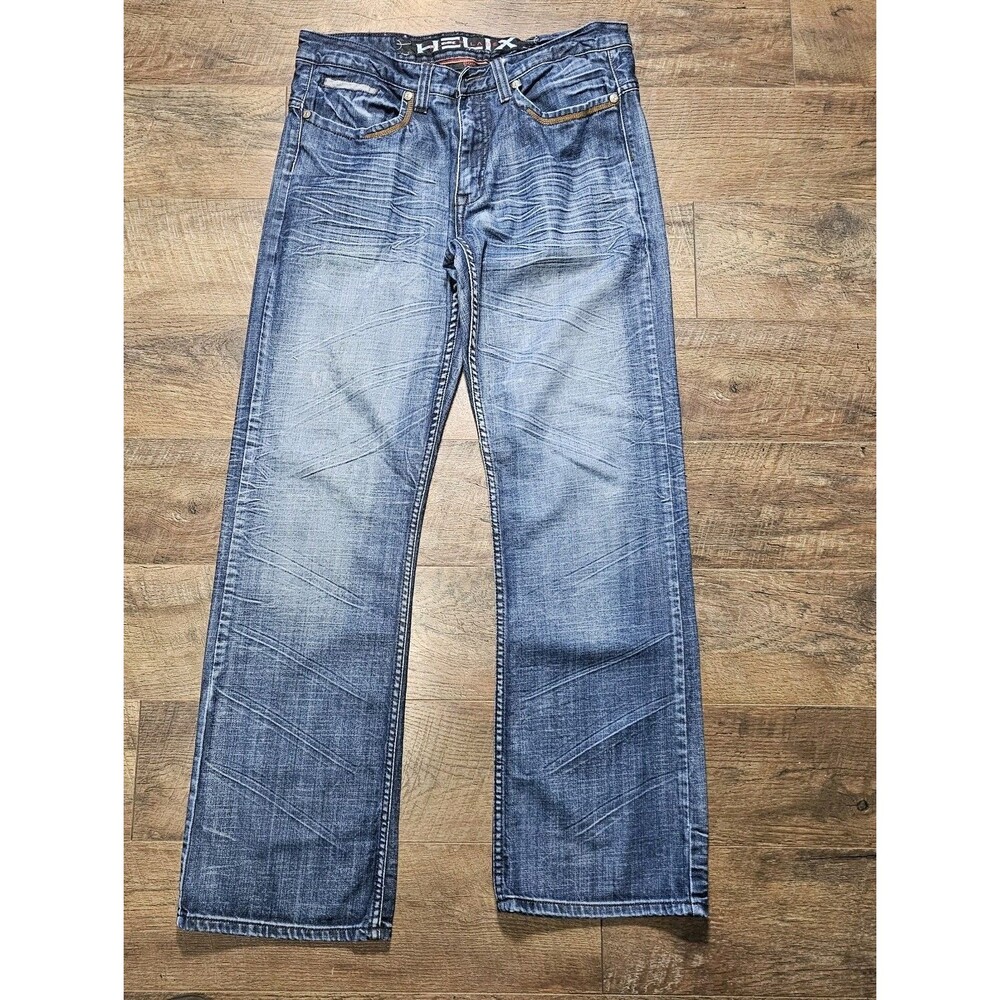 Helix Men 34 x 30 Dark Wash Blue Jeans Denim Slim Boot Western Y2K Skate Loose